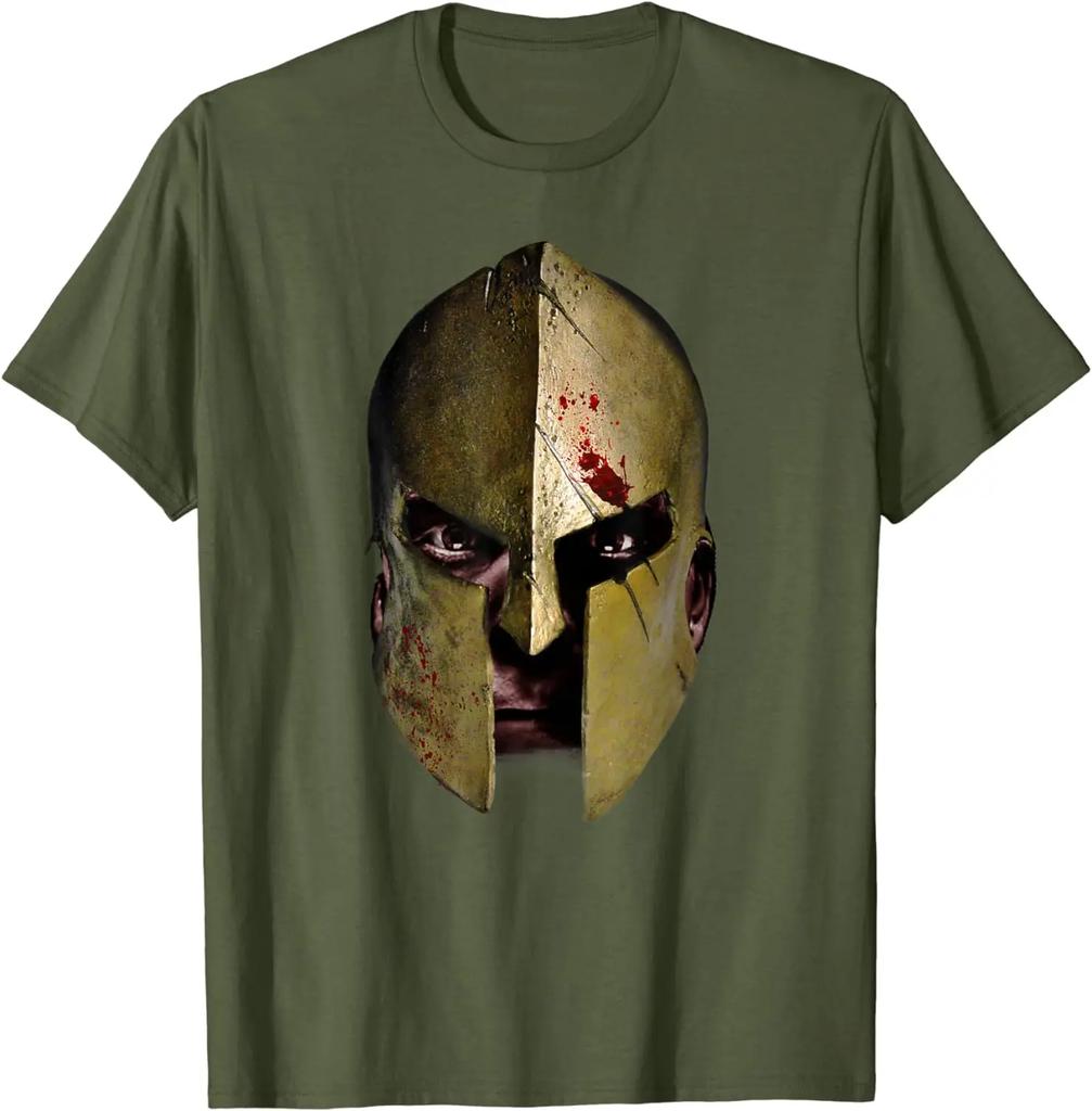 Spartan Warrior in Helmet T-shirt Short Sleeve Casual Cotton O-Neck Shirt