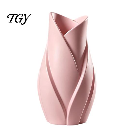 Moderner Minimalistischer Blumenhalter Blattförmige Kunstvase, 3D-gedruckte Matte Verdrehte Florale Skulptur Elegantes Tischmittelstück für Zuhause Dekorative für