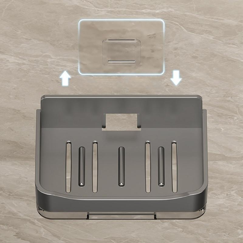 2PCS Wall Mounted Soap Dish Holder With Drainage Holes Nondrill Design For Shower Kitchen Bathroom Soap Storage Holder