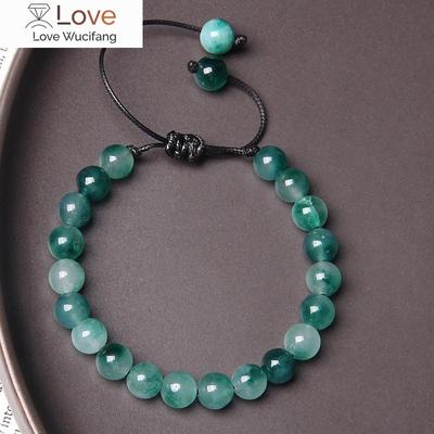 Flettet armbånd av naturstein Grønne jader Afrikanske turkiser Perler Justerbare tauarmbånd For mann Kvinne Kreativ gave