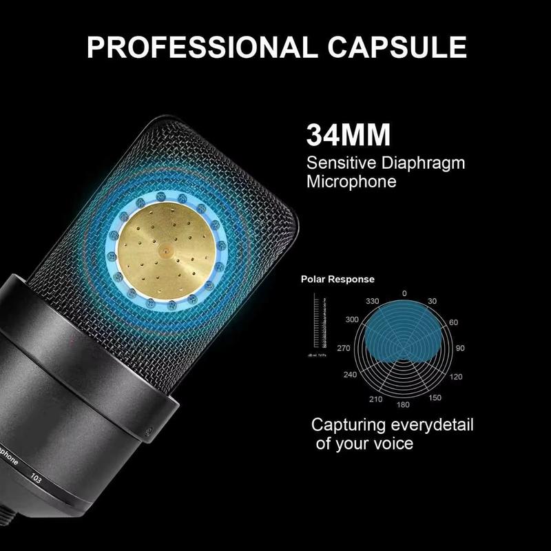 TM103 26/34mm Mic Core Condenser Microphone with Shockproof Holder Full Metal Design Cardioid Mic For Professional Recording