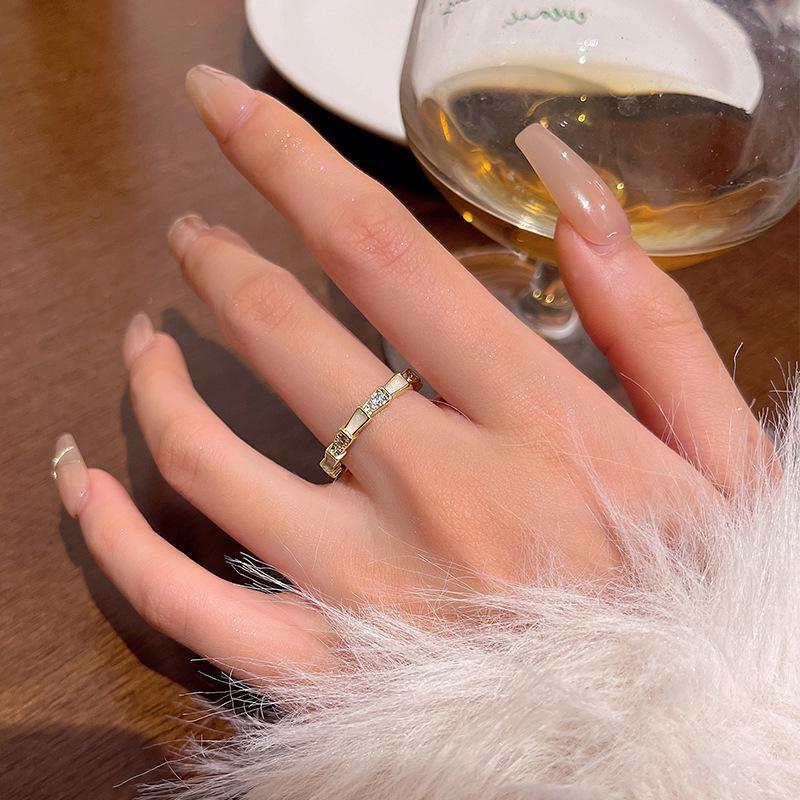 Bague élégante ajustable en diamant de style coréen pour femme