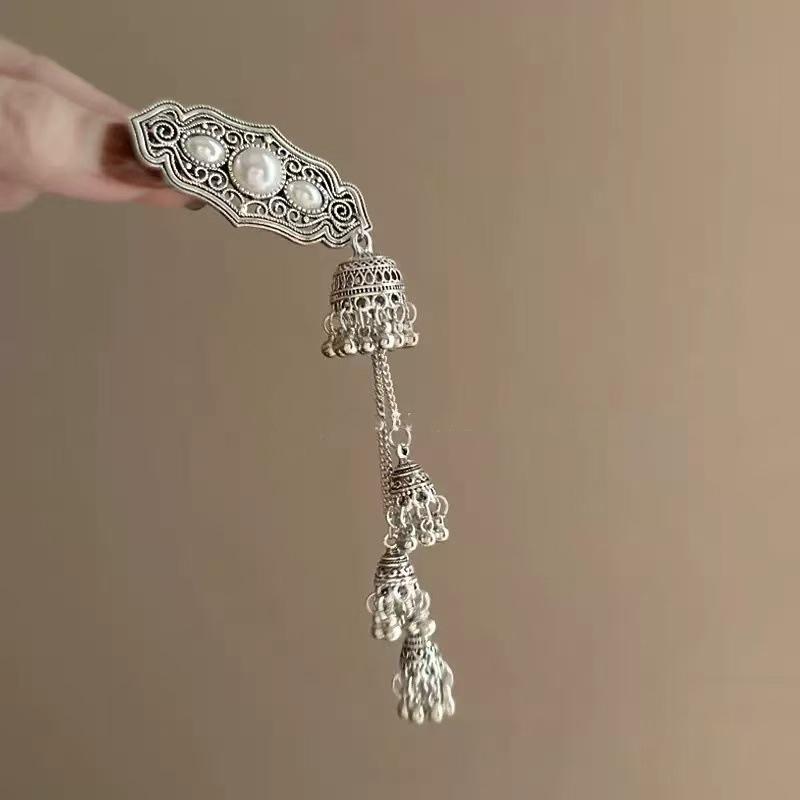 Barrette à cheveux à pampille papillon violet classique Élégant bandeau de cheveux de style ethnique Coiffe Rétro Style chinois Pince latérale Fête