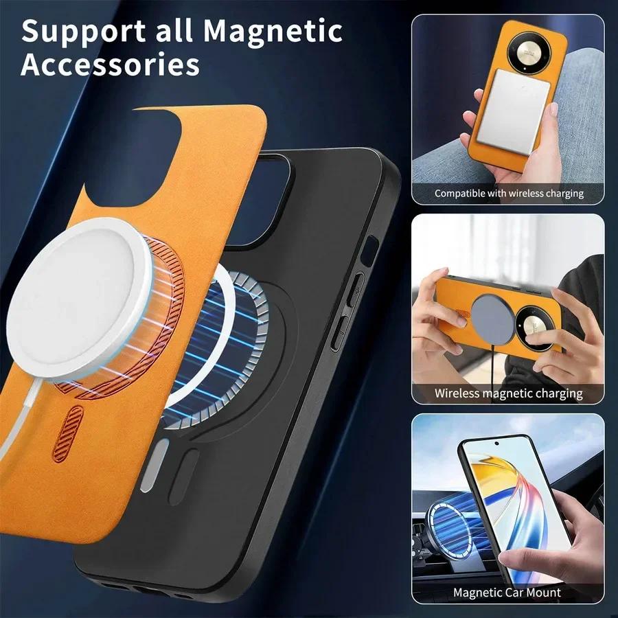 For Honor X9C Smart Case for Huawei Honor Magic 7 Pro Magic7 Lite Leather Magnetic for Wireless Charging Cover