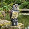 Owl Statue with Rotating Head | Sturdy Weighted Pedestal Base, Detailed FauxFeather Texture,