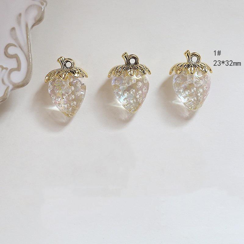 Large Transparent Acrylic Strawberry Pendant for DIY Jewelry Making