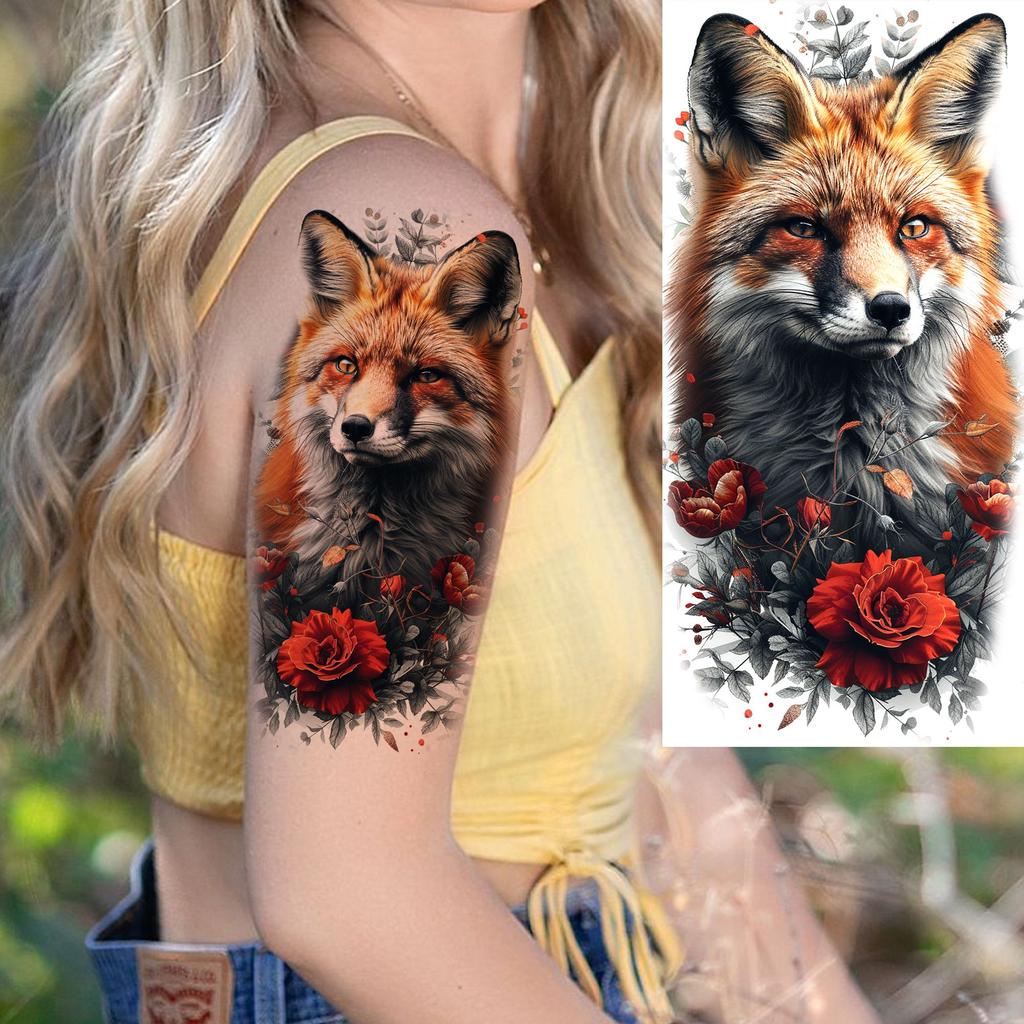 1 list Unikátní Akvarelový Lev Tygr Zvířata Dočasné Tetování Dlouhotrvající Vodotěsný Liška Sova Falešná Tetovací Nálepka Body Art Tetování