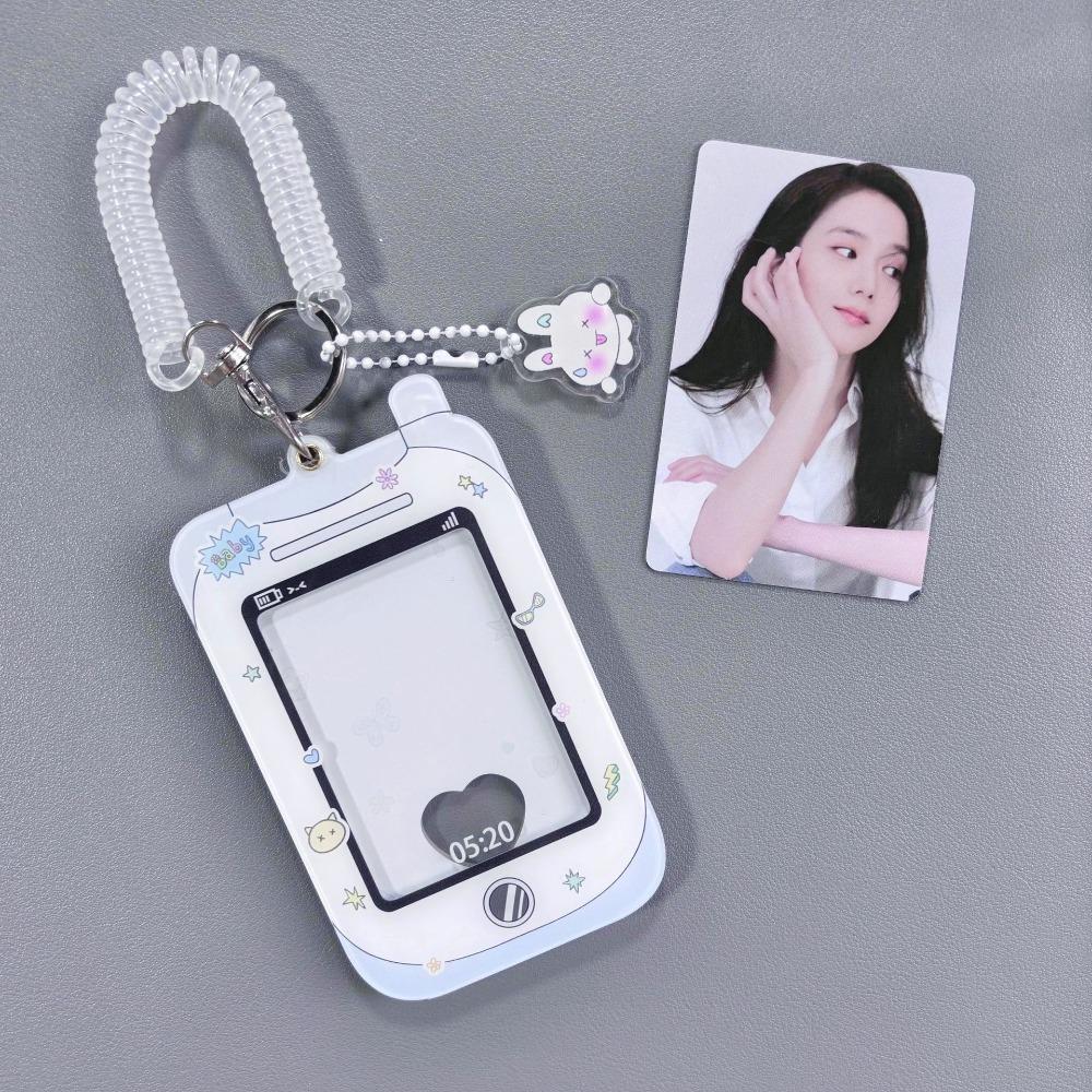 Acrylic Idol Photo Card Sleeves Keychain Student ID Badge Holder Portable Kpop Photocard Holder
