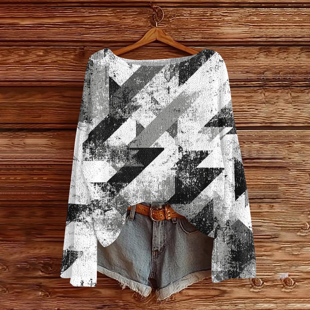 Women's Lightweight Sweater Casual Long Sleeve Knitted Vintage Floral Print Pullover