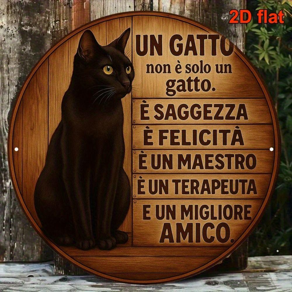 Metal Cat Wall Decor Tin Sign Gift For Friend 15x30cm Vintage Home Art