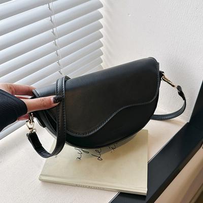 Damska torebka crossbody typu siodło, przenośna, niszowy design, skóra PU, torebka pod pachę z klapką, na ramię, damski mały portfel i torebki