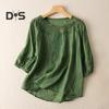 Damen-Shirt, lockere Passform, einfarbig, Pullover-Oberteile, hohles Retro-Blumenmuster, bestickt, lässige Oberteile für den Alltag