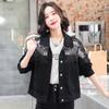 Women's Diamond-Studded Denim Jacket: Stylish, Loose Fit, Mesh-Spliced, Short Top for Early Spring 2022