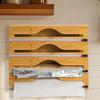 1pc Kitchen Wrap Dispenser With Foil & Cling Film Cutter Box, Bamboo Fresh Bag Cutting Holder, Trash Bag & Plastic Bag Wooden St