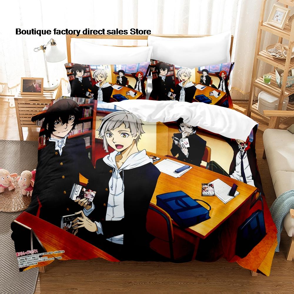 Anime Bungo Stray Dogs Bedding Set Single Twin Full Queen King Size Bed Set Kids Bedroom Duvetcover Sets Bed Sheet Set
