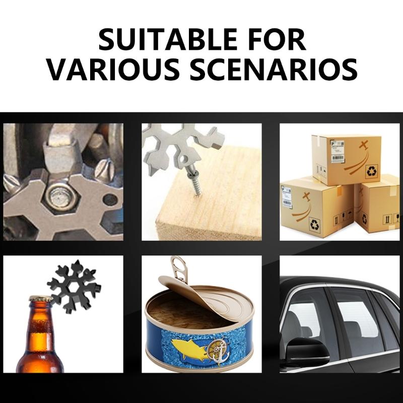 Snowflake Multitool Snow Multitool Screwdriver Bike Tool Keychain Bag Hex Wrench Key Bottle Opener Maintenance