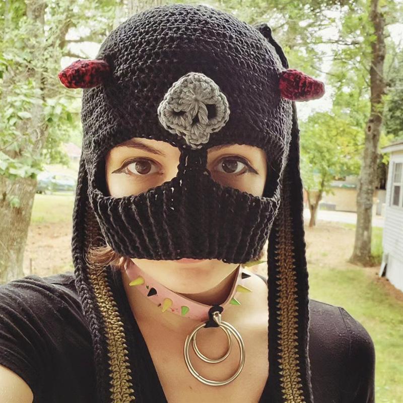 New Style Pure Handmade Crochet Pattern Short Rabbit Ear Hood, Fashionable and Personalized Adult Hat