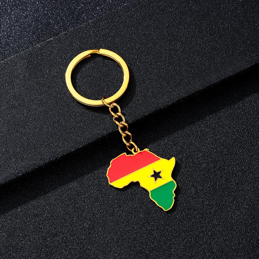 Premium Stainless Steel Keychain With Africa Ghana Nigeria Cape Verde Congo Uganda Map Flag Pendant Gift For Travel Enthusiasts