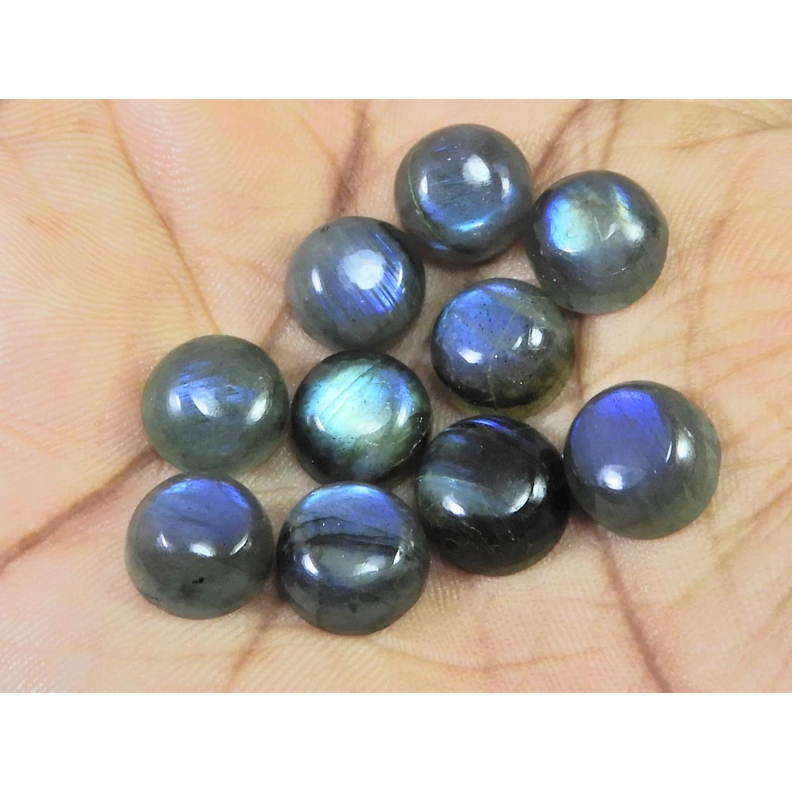 10X10MM Natural Labradorite Blue  Round Cabochon Loose Gemstone 10Pcs Lot C-1024
