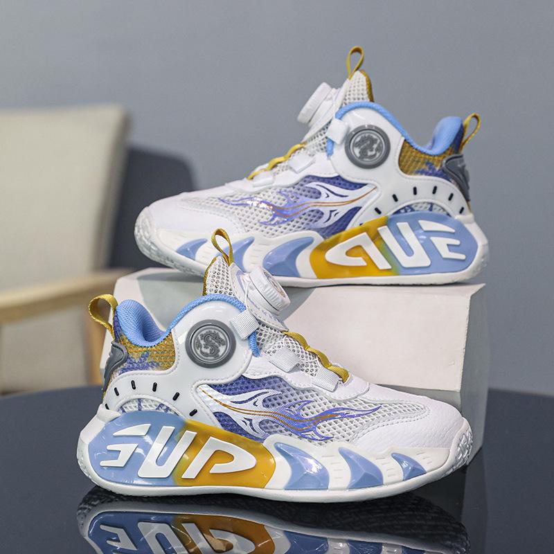Children's Sports Shoes Boys' Shoes 2025 New Running Single Net Basketball Shoes Breathable Medium and Large Children's Boys Non-slip