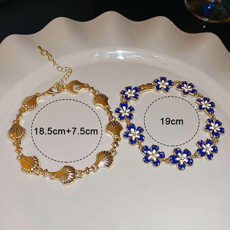 Altın Kabuk Retro Çiçek Kadın Bilekliği Hafif Lüks Çok Yönlü Benzersiz Tasarım Ziyafet Takıları Kız Arkadaş Aksesuarları