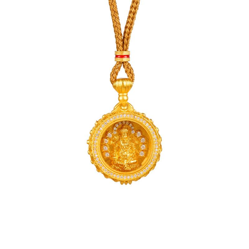 Neuer Gott des Reichtums Antiker Dharma Vajra Kompass Damenschmuck Halskette Anhänger