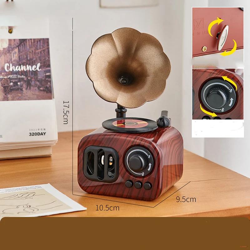 Retro Fonograf Müzik Kutusu Mini Müzik Kutusu Klasik Sanat Dekoru Müzik Kutusu Ev El Sanatları Pilsiz Masaüstü Dekoru Yeni Yıl Hediyeleri