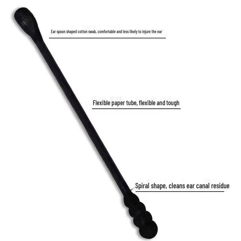 Black Spiral Cotton Swab Ear Pick for Ear Cleaning