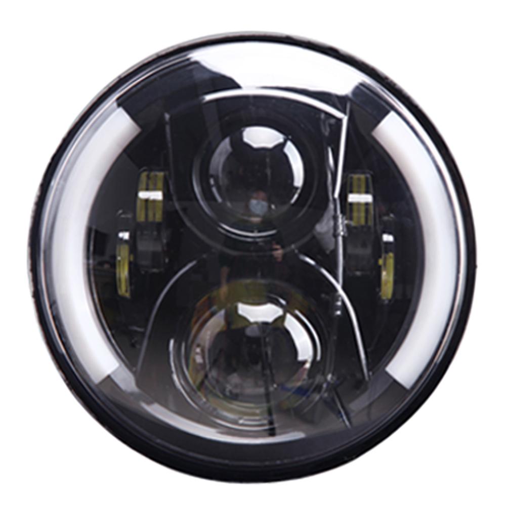 Car Light Assembly 7inch H4 LED Headlight DRL Halo Angle Eyes 12V 24V High Low Turn Signal for Lada Niva