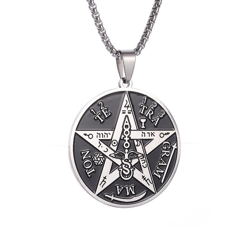 Nuova Collana con Amuleto Sigillo di Salomone Pentagramma Hip Hop Gioielli da Uomo Donna