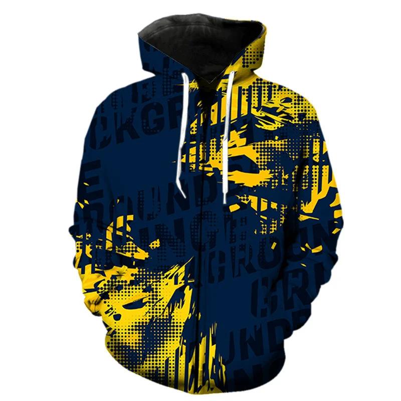 3D Colourful Letter Graffiti Print Hoodie Men's Sweatshirt Hooded Sweatshirt Fashion Pullover Hooded Sweatshirt