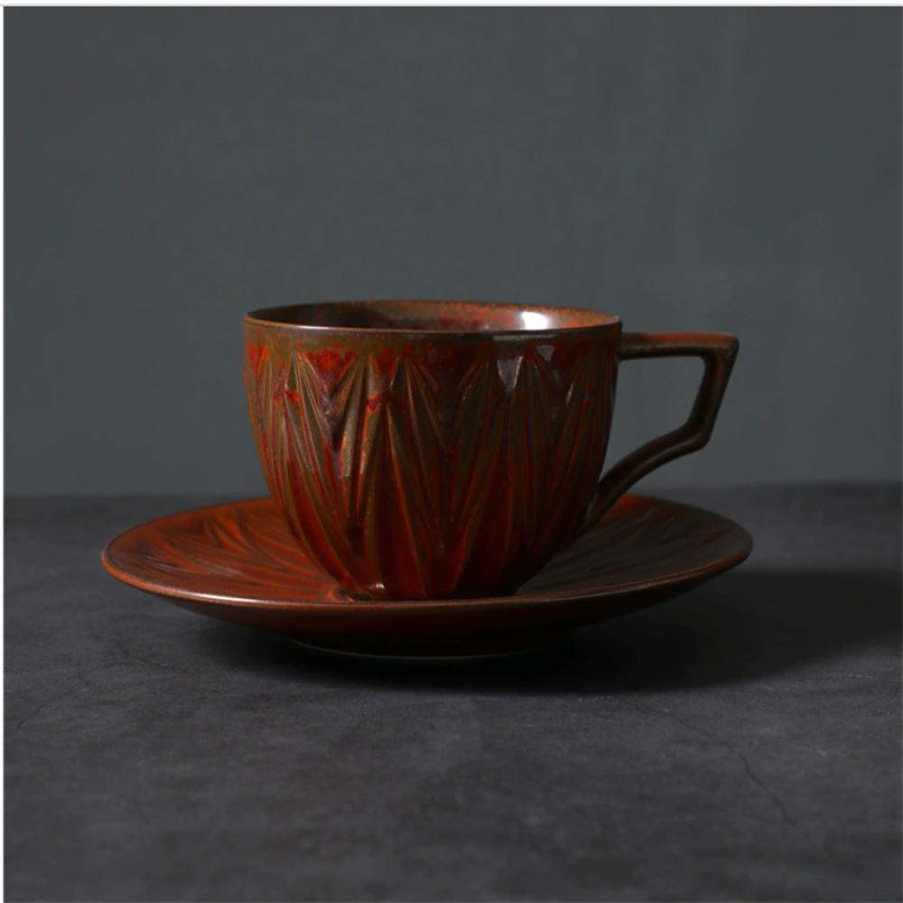 1X Japanese Style Creative Retro Ceramic Coffee Cup Mugs Saucer Set Tea Coarse Coffee Milk Cups Mug