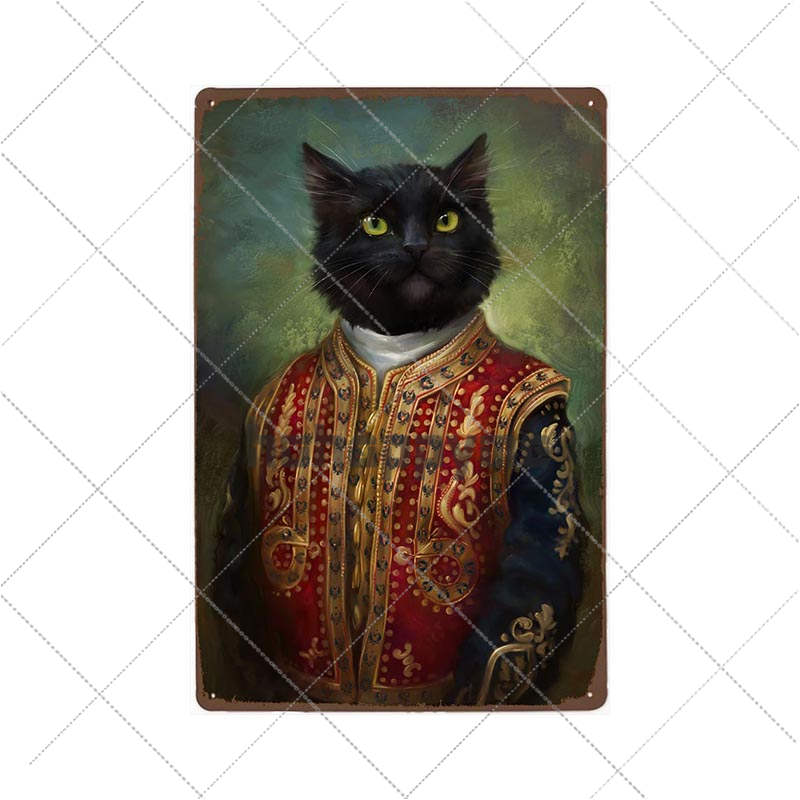 Funny Black Cat Pet Animal Cartoon Metal Tin Sign Vintage Poster Decorative Wall Plates Plaque Retro Home Decor 20x30cm