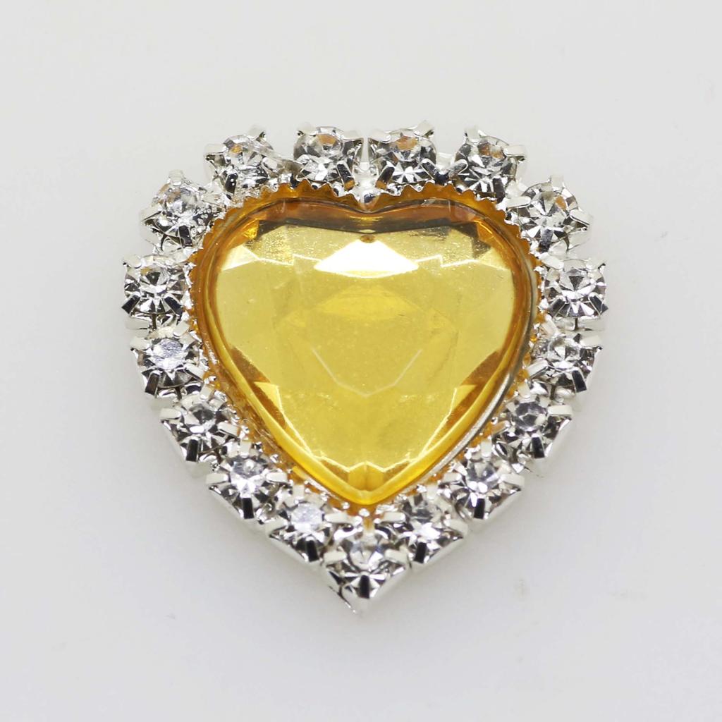 Mini 16mm(4/10 Inch) 10pcs Heart Acrylic Rhinestone Buttons DIY Hair Accessory Wedding Initiation Ribbon Decoration