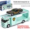 1:64 Flat Trailer Series Engineering Vehicle Double Decker Container Truck Alloy Diecast Car Model Children's Educational Toys