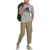 Adidas Logo Ribbed Crew Neck Short Sleeve T-Shirt Men Tops Grey HA0906