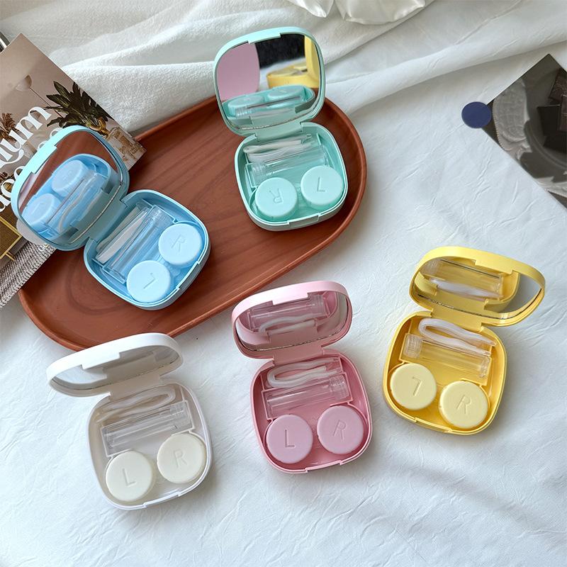 Candy enfärgad kontaktlinsfodral Plastfärgad kontaktlinslåda Bärbar kontaktlinsförvaringslåda Mini Care Box