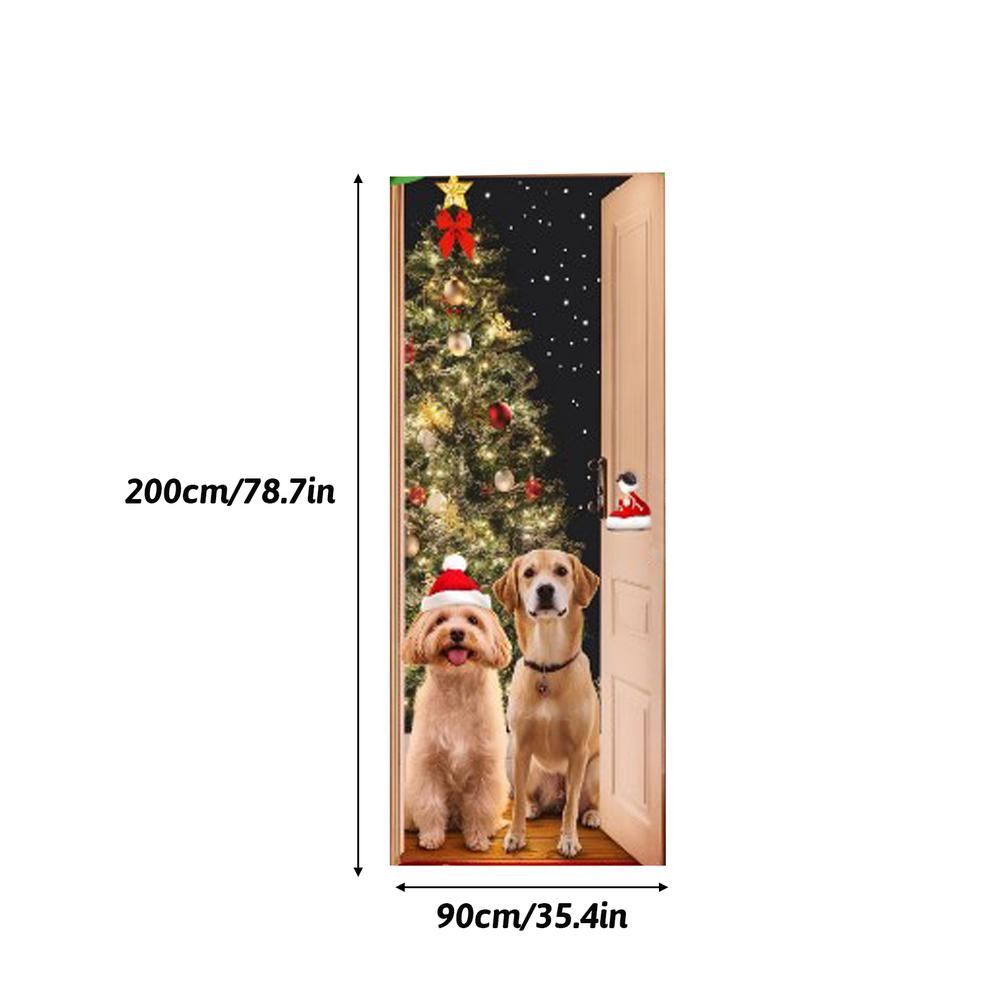 Christmas Door Cover Santa Claus Christmas Party Home Indoor And Outdoor Door Frame Porch Decoration