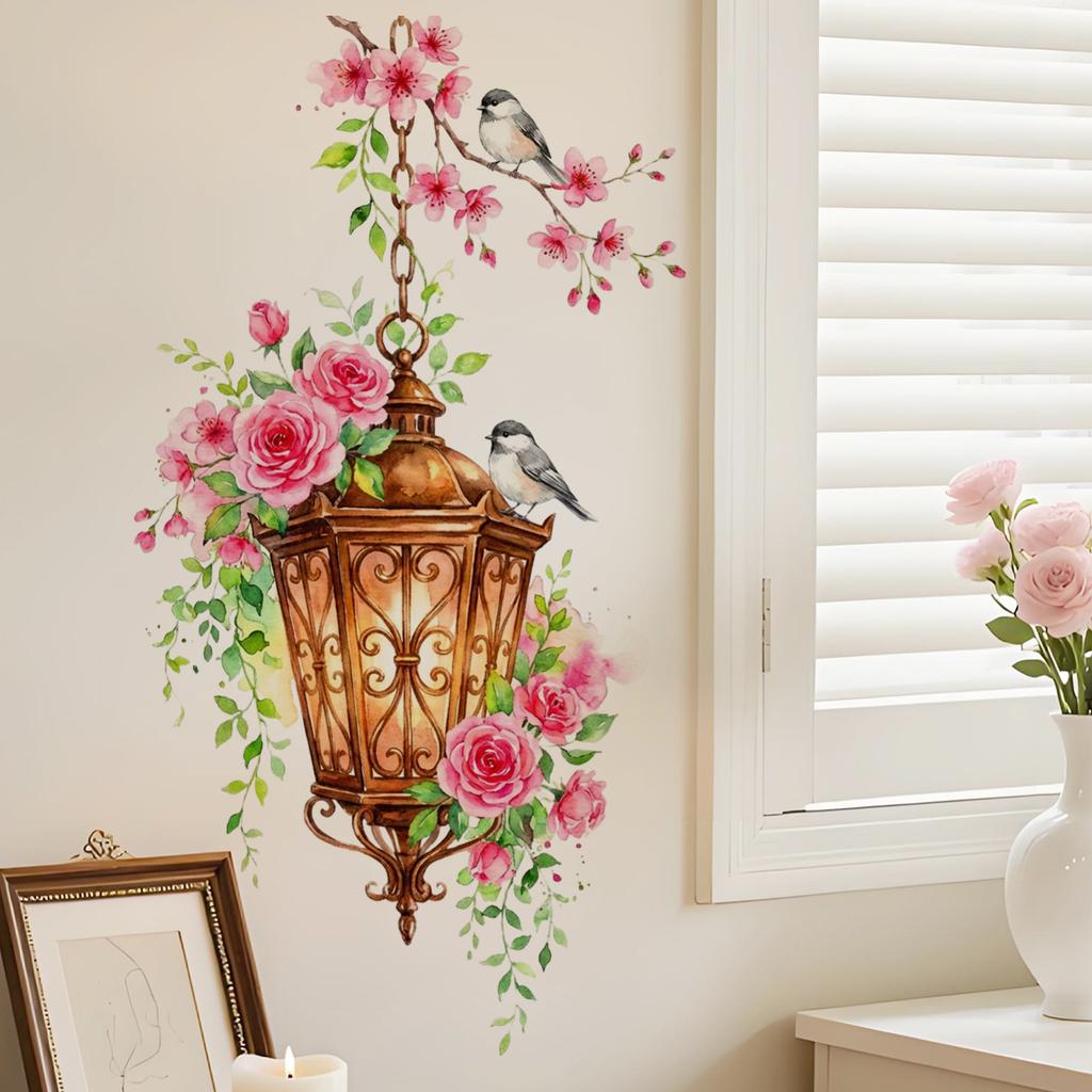 Watercolor Flower Chandelier Living Room Entryway Wall Decoration Sticker