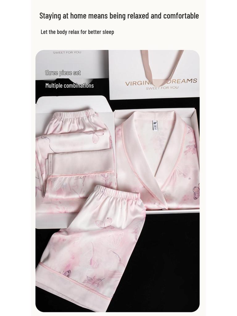 Ombre Schmetterling Fee Langarm Eisseide Pyjama Set für Damen