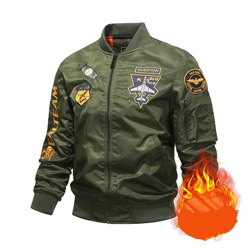 Air Force Ma-1 Pilotenjacke für Herren, schwere Industrie, bestickter Baseballuniformmantel und Werkzeugjacke aus Samt