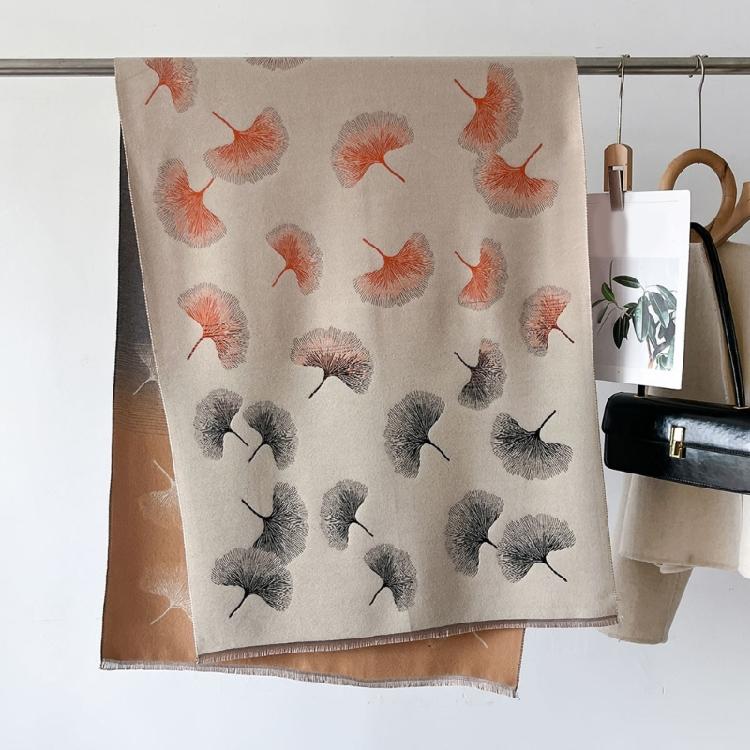 Oversized Shawl Wrap Leaf Print for Women Warm and Soft Multicolor Wrap