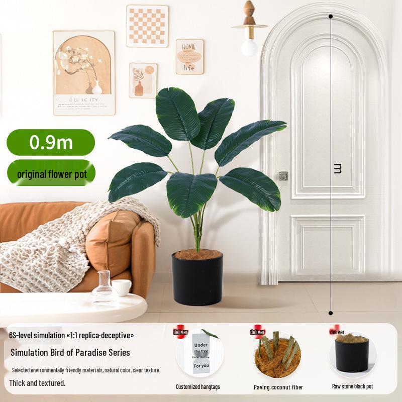 Large Artificial Traveler's Palm and Bird of Paradise Potted Tree for Indoor Decoration