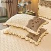 1PC 180x200cm Farai Velvet Thickened Quilting Bed Skirt Embroidery Cotton Bedspread Pillowcase Mattress Cover King Queen #/L