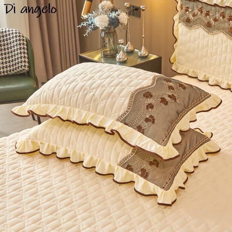 1PC 180x200cm Farai Velvet Thickened Quilting Bed Skirt Embroidery Cotton Bedspread Pillowcase Mattress Cover King Queen #/L
