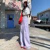 Autumn Winter Purple Vintage Drape Straight Relaxed Wide Leg Denim Pants For Women Casual Pants Oversize Denim Trousers