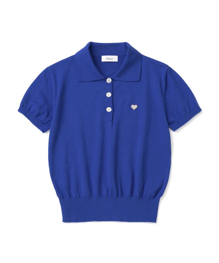 KNITTED (W) Basic Essential Washable Collared Knit Cobalt Blue