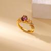 Purple Crystal Oval Zircon Open Rings For Women Men Stainless Steel Gold Color Ring 2025 Wedding Couple Luxury Jewelry
