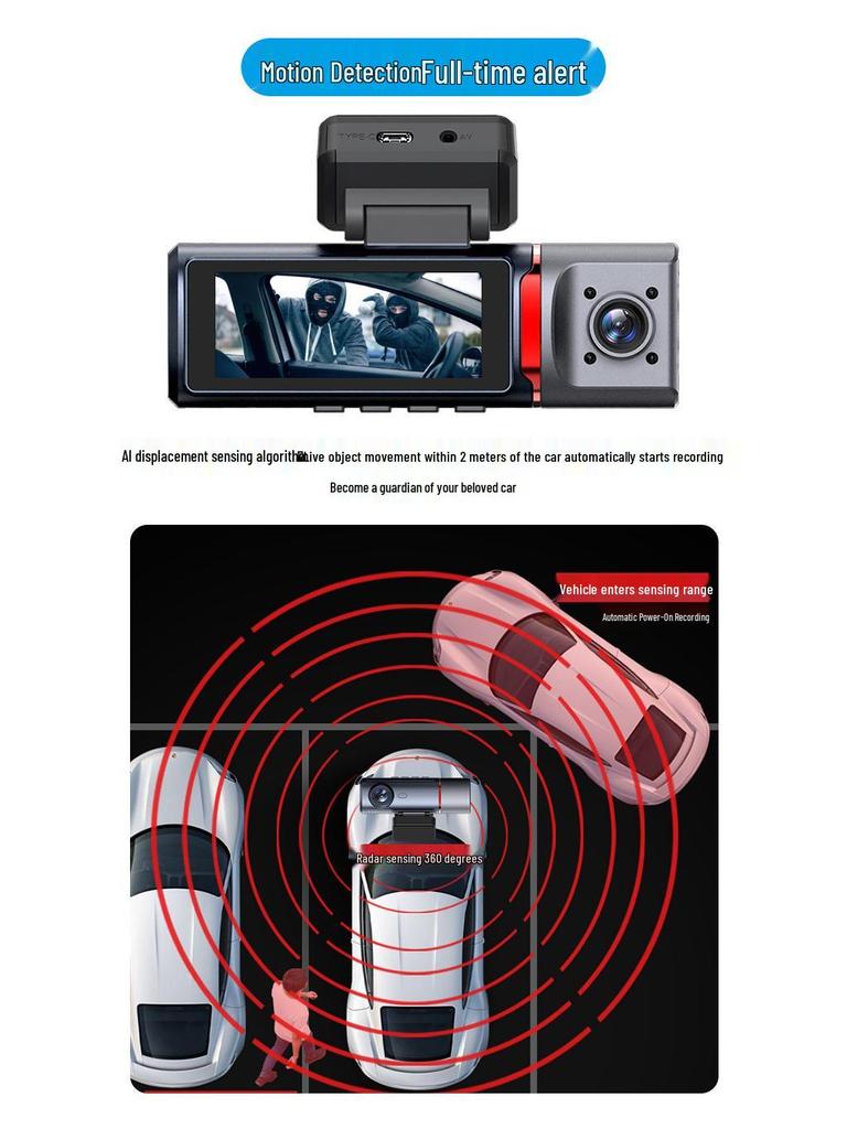 4K Triple-Lens Dash Cam with Night Vision & Built-in GPS