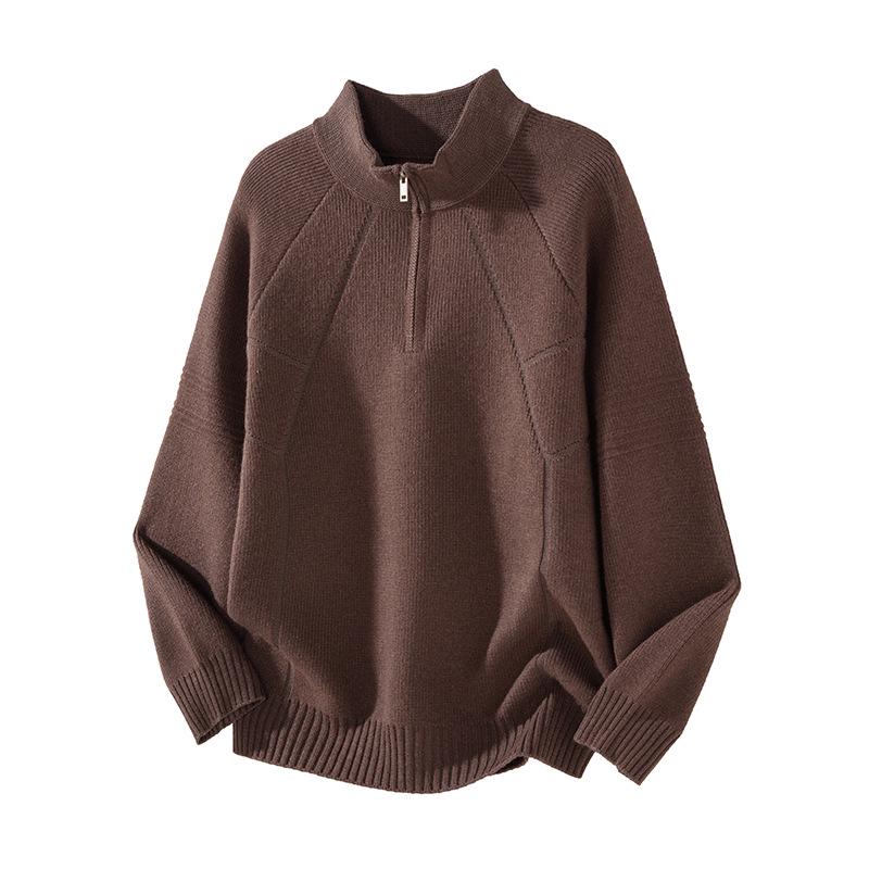 Mu Yuan Men's 2025 Fall/Winter Half-Zip Stand Collar Japanese Casual Knit Sweater